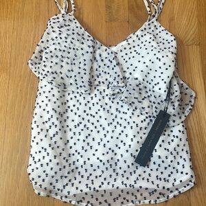 NWT New with Tags House of Harlow x Revolve Amelie Tank White Navy Dots